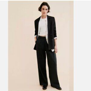 MADEWELL HARLOW WIDE LEG TROUSERS BLACK 6 PETITE NWOT $118 retail